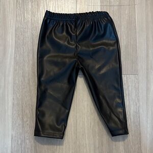 Black Faux Leather baby Pants 6-9 months